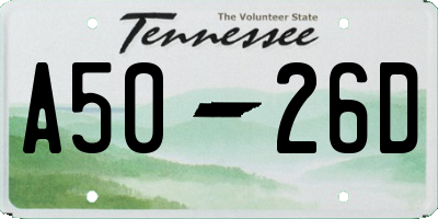 TN license plate A5026D