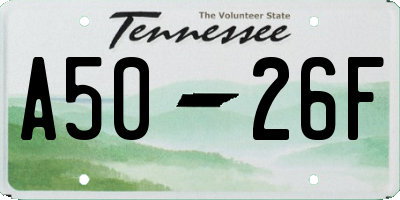 TN license plate A5026F