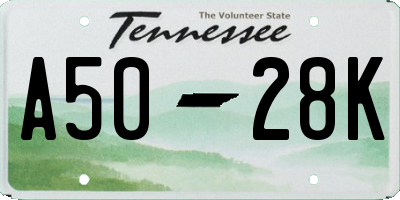 TN license plate A5028K