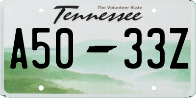 TN license plate A5033Z