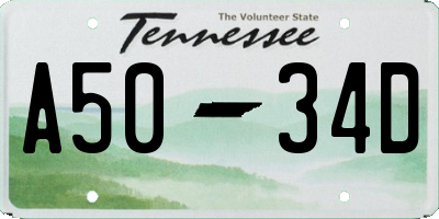 TN license plate A5034D