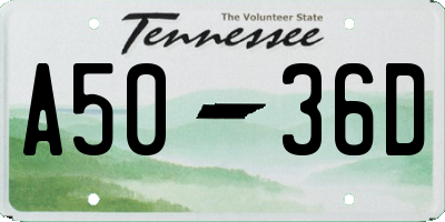 TN license plate A5036D