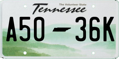 TN license plate A5036K