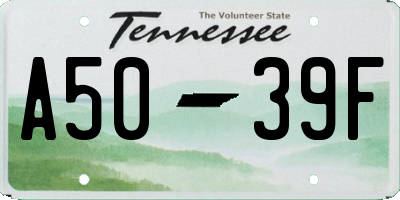 TN license plate A5039F