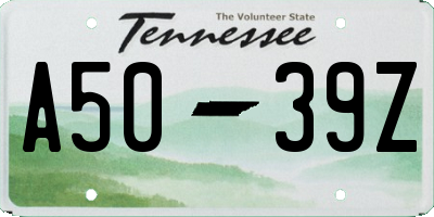 TN license plate A5039Z