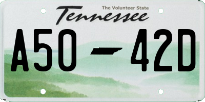 TN license plate A5042D