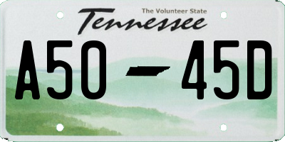 TN license plate A5045D