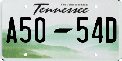 TN license plate A5054D