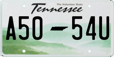 TN license plate A5054U