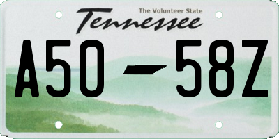 TN license plate A5058Z
