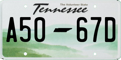 TN license plate A5067D