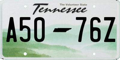 TN license plate A5076Z