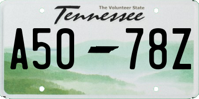 TN license plate A5078Z