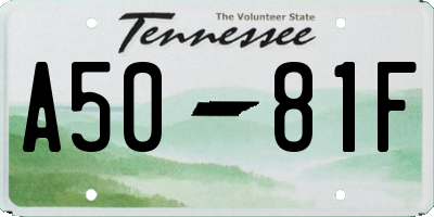 TN license plate A5081F