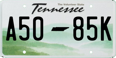 TN license plate A5085K