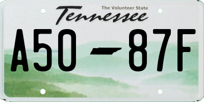 TN license plate A5087F