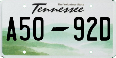 TN license plate A5092D