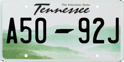 TN license plate A5092J
