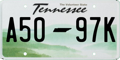 TN license plate A5097K
