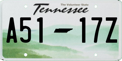 TN license plate A5117Z