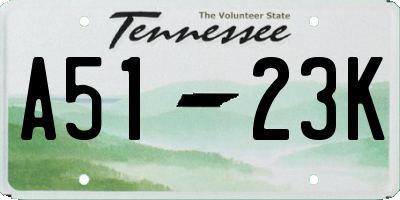 TN license plate A5123K