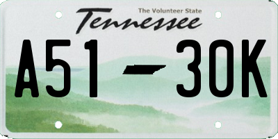 TN license plate A5130K