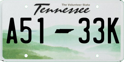 TN license plate A5133K