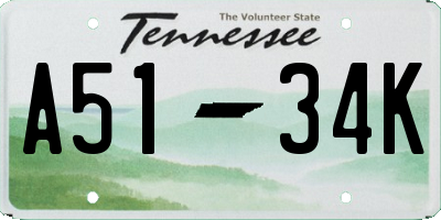 TN license plate A5134K