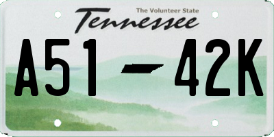 TN license plate A5142K