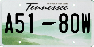 TN license plate A5180W