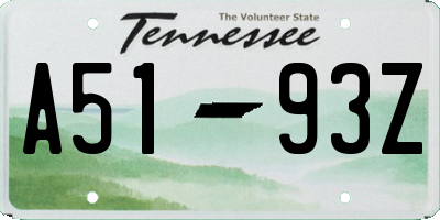TN license plate A5193Z