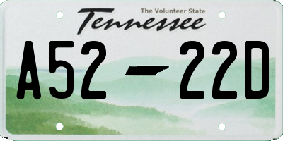 TN license plate A5222D