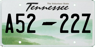 TN license plate A5222Z
