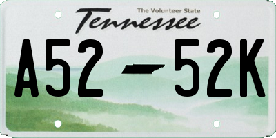 TN license plate A5252K