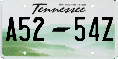 TN license plate A5254Z