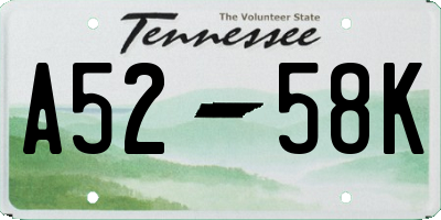 TN license plate A5258K