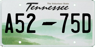 TN license plate A5275D
