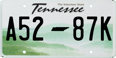TN license plate A5287K