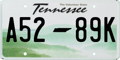 TN license plate A5289K