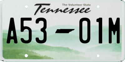 TN license plate A5301M
