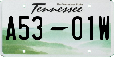 TN license plate A5301W
