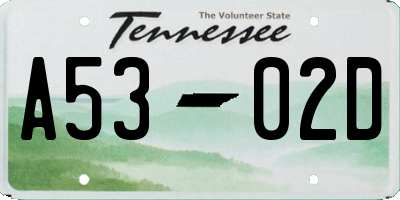 TN license plate A5302D