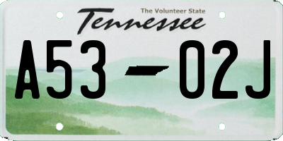 TN license plate A5302J