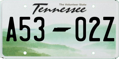 TN license plate A5302Z