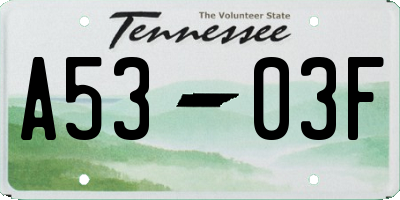 TN license plate A5303F