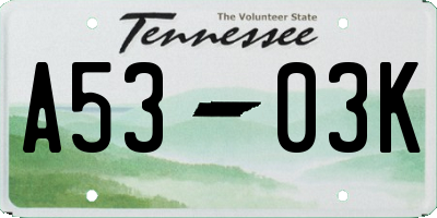 TN license plate A5303K