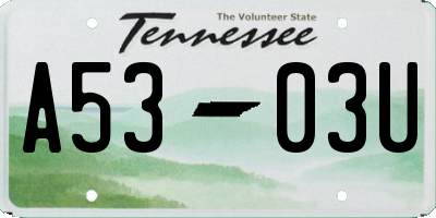 TN license plate A5303U