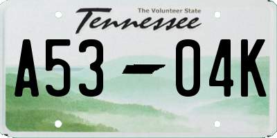 TN license plate A5304K