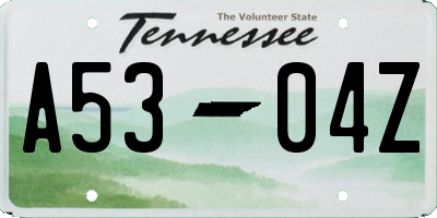 TN license plate A5304Z