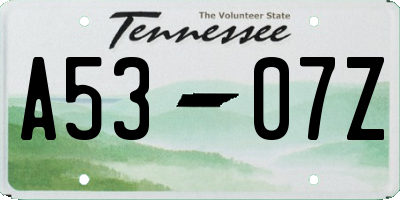 TN license plate A5307Z